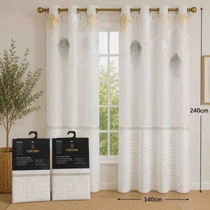 Bijela zavjesa od voala 140×240 cm — srebrni vez pri vrhu