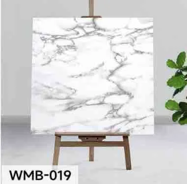 Samoljepljiva vodootporna pločica za zid i pod 60×60 cm — bijeli mramor sa sivim žilama WMB-019