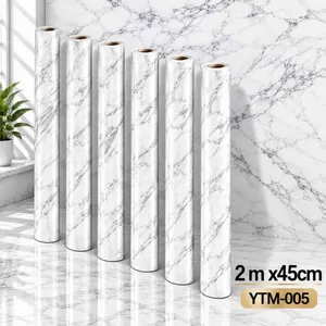 Samoljepljiva tapeta širine 45 cm — bijeli mramor s tankim žilama YTM-005