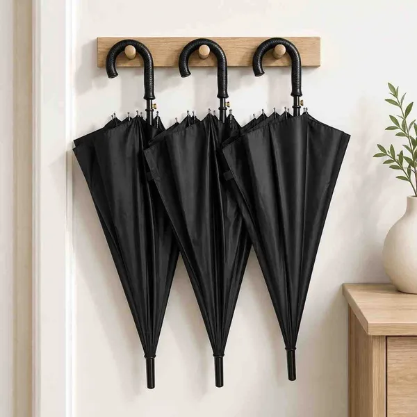Dugi kišobran 56 cm s 10 žica — crni