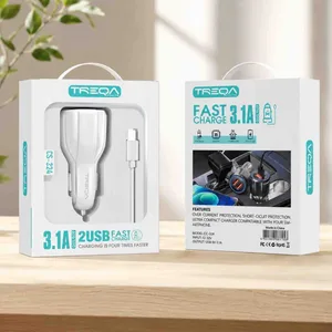 Auto punjač TREQA CS-234 s 2 USB izlaza i kablom za iOS