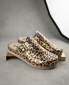 LEDI ANATOMIC — leopard klompe s kopčom