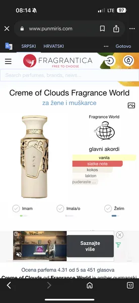 Creme Of Clouds by Fragnance World